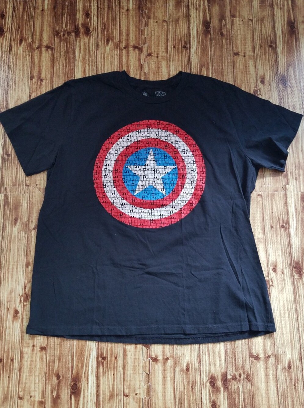 Marvel Captain America Shield Graphic T-Shirt Mens 2XL Black Disney Avengers Tee